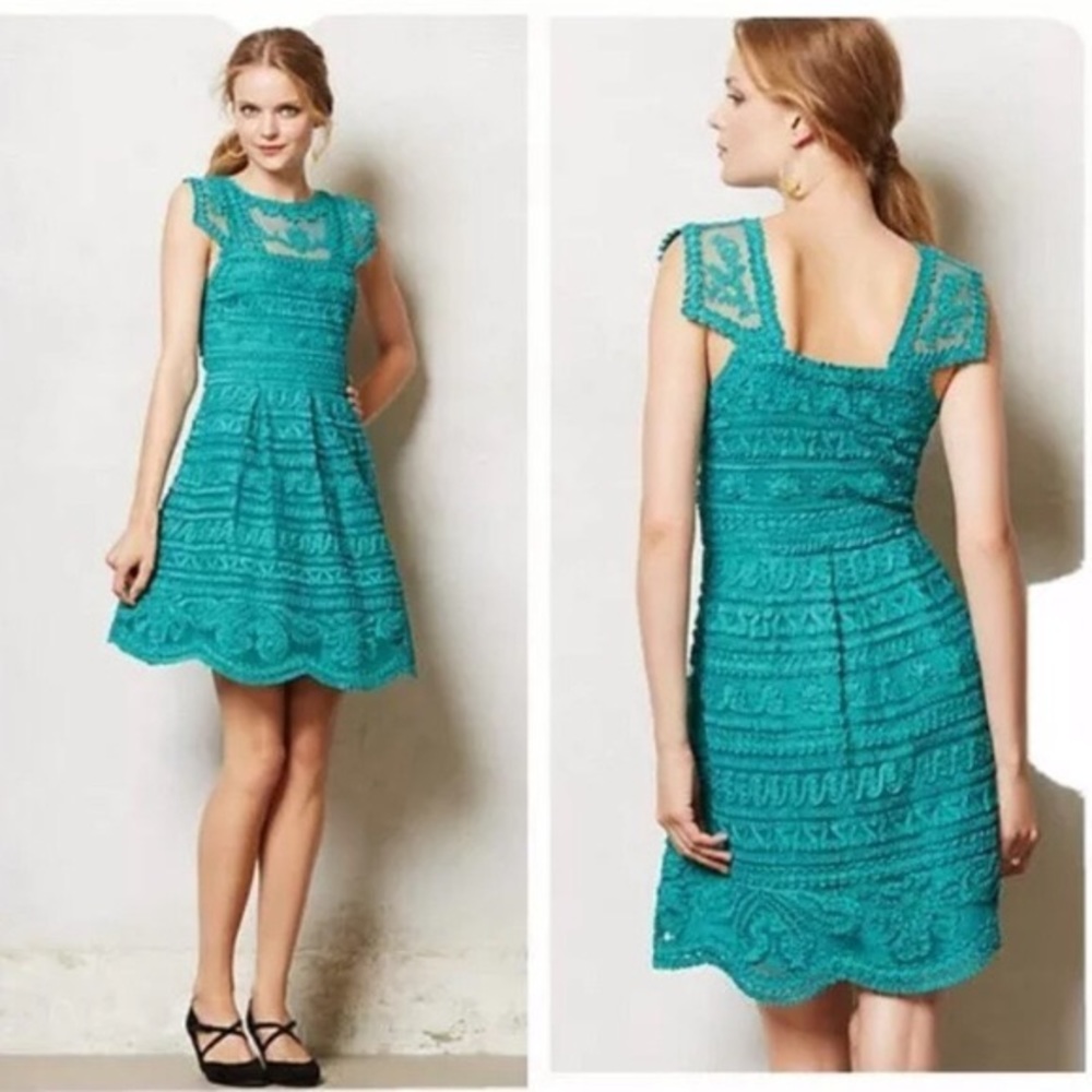 Teal New Light Anthropologie Dress Size 4